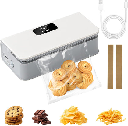 Mini Rechargeable Bag Sealer with Fridge Magnet & Built-in Cutter