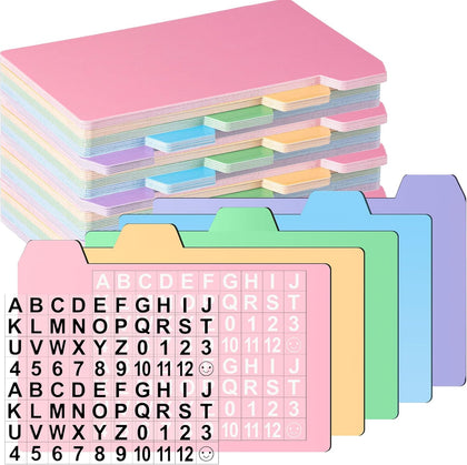 50 Pack 3 x 5 Inch Index Card Dividers with Tabs, 250gsm Paper | A-Z, Number Sticker, Dry Erase Index Card Guide