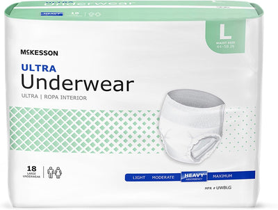 Ultra Adult Incontinence Underwear, Heavy Absorbency, 58 in, 18 ct