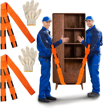 Moving Straps Upgrade Width, 2-Person Lifting and Moving System with Cotton Gloves, Lifting Wrist Straps for Moving