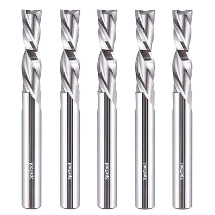 5PCS Spiral Downcut Router Bits 1/4" Shank 1" Cutting Length Solid Carbide CNC Router Bit Set End Mills for Plunge
