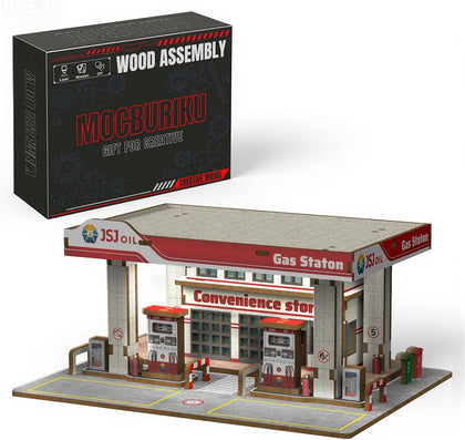 1/64 Wooden Diorama Display for Hot Wheels with LED, Holds 2 Cars | Diecast Model Car Garage for Hot Wheel Matchbox