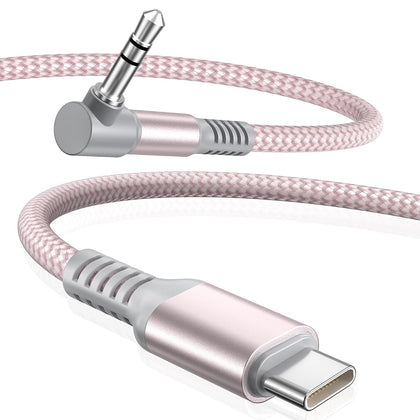 iPhone 17 Aux Cable 4FT,USB C to Right Angle 3.5MM Audio Adapter | Type C Auxiliary Jack Cord 90 Degree for Car,Apple