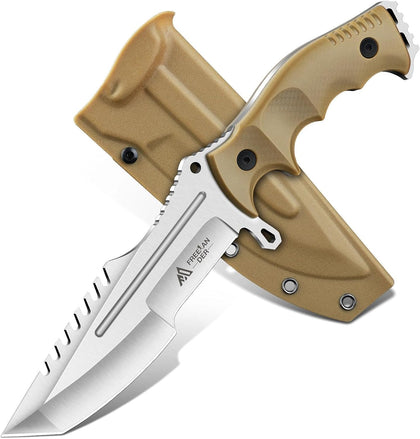 Outdoor Fixed Blade Knife, Full Tang Survival Knife with Sheath | D2 Steel Camping Bushcraft Knife with Ergonomic