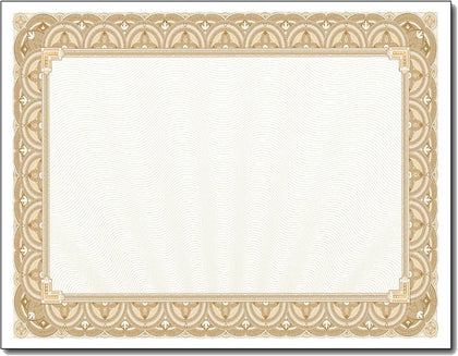 Gold Border Blank Certificate Paper - 500 Sheets 8.5" x 11" 28lb Bond - Gold Wave Design Bulk Certificate Paper for