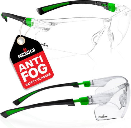 Clear Safety Glasses for Men and Women with Anti-Fog and Scratch Resistant Wrap Around Lenses, Adjustable Temples and