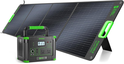1000W Portable Power Station with 200W Portable Solar Panel | 23.5% High Efficiency Solar Panel, EBL 999Wh Solar