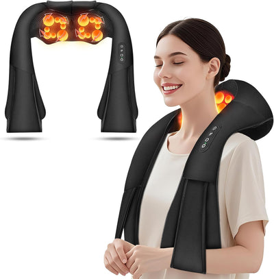 Cordless Shiatsu Neck and Shoulder Massager, Back Massager with Heat ,Massage Deeper Tissue 4D Kneading Massage for