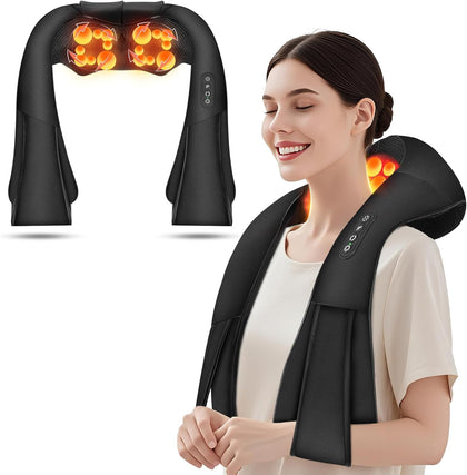 Cordless Shiatsu Neck and Shoulder Massager, Back Massager with Heat ,Massage Deeper Tissue 4D Kneading Massage for