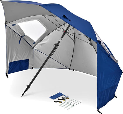 Premiere UPF 50+ Umbrella Shelter with Patented Side Panels and Tilt Mechanism, Heavy-Duty 1.25 Inch Center Pole