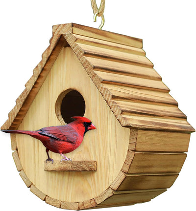 Bird House for Outside,Wood Birdhouses Outdoor, Wooden Bird House Bluebird Finch Cardinals Hanging Birdhouse for