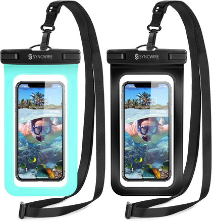 Waterproof Phone Pouch IPX8 Beach Cruise Travel Essentials 2 Pack | Cell Phone Dry Bag, Waterproof Phone Case for