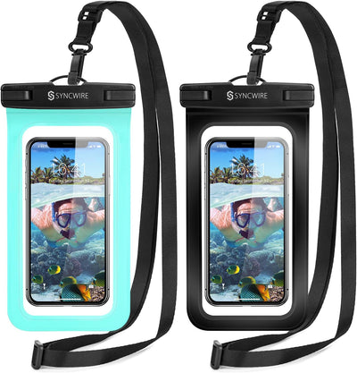 Waterproof Phone Pouch IPX8 Beach Cruise Travel Essentials 2 Pack | Cell Phone Dry Bag, Waterproof Phone Case for