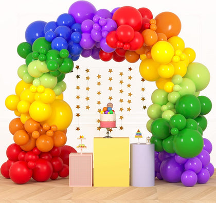 189pcs Rainbow Balloon Garland Arch Kit, 7 Assorted Colors 5/12/18 Inch Latex Balloons for Birthday Party Baby Shower