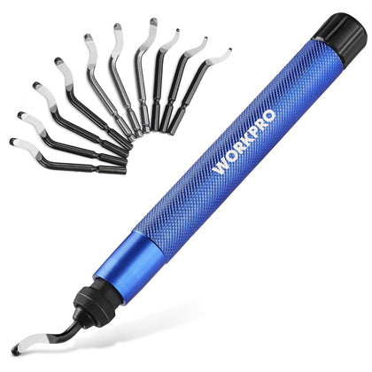 Deburring Tool with 11 Extra High Speed Steel Swivel Blades | 360 Degree Rotary Head Deburring Tool for Metal, Resin