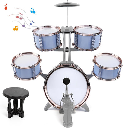 Kids Jazz Drum Set, 5 Drums with Stool - Rock Jazz Drum Kit | Musical Enlightenment Educational Toys Gift for Boys