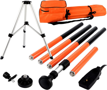 Laser Level Pole with Tripod,12Ft./3.7M Telescoping Pole for Laser Levels,1/4”-20 Laser Mount for Rotary and Line