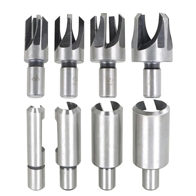 (8 Pack) Carbon Steel Wood Plug Hole Cutter Dowel Maker Shank Drill Bit Set