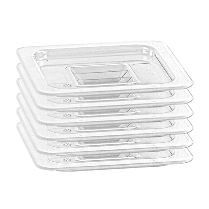 6 PCS Food Pan Lids 1/6 Size Polycarbonate Clear Pan Lids with Handle Food Storage Container Cover for Commercial