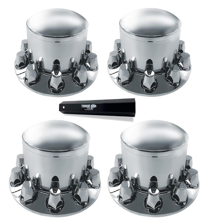 4 Pack Rear Axle Wheel Cover 33mm Lug Nut Cover for Semi Truck | Chrome-Plated ABS Plastic Screw-on Caps Universal