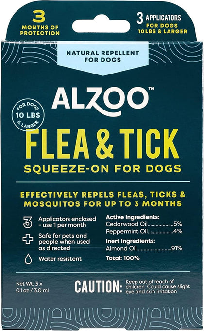 Plant Based Flea & Tick Squeeze-On for Dogs, Helps Repel Fleas, Ticks & Mosquitos, Up to 3-Months Protection