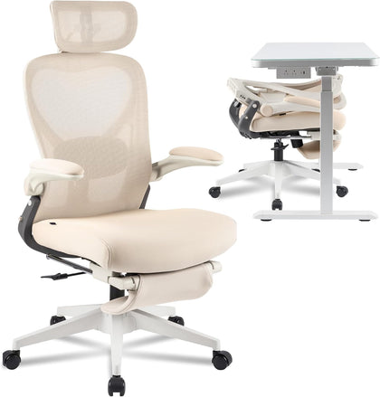 Foldex Ergonomic Office Chair, Folding Chair for Small Spaces with Lumbar Support, Flip-up Armrests, 3D Headrest