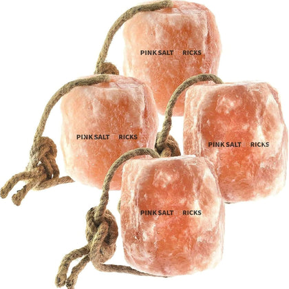 Himalayan Salt Lick for Horses & Livestock with Rope, Natural Mineral Salt Block, 3–4 lbs Each, 4 Pack for Horses