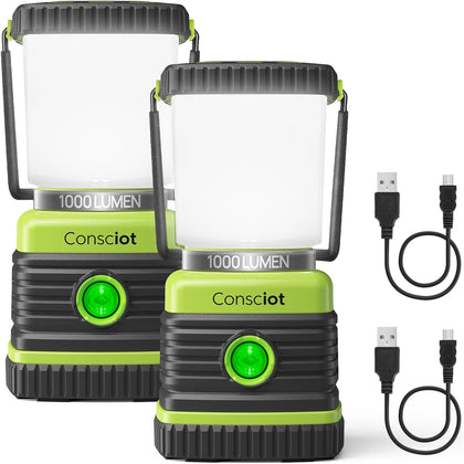 1000LM LED Camping Lantern Rechargeable, 4 Light Modes, Dimmable | 4400mAh Portable Battery Pack, IPX4 Waterproof