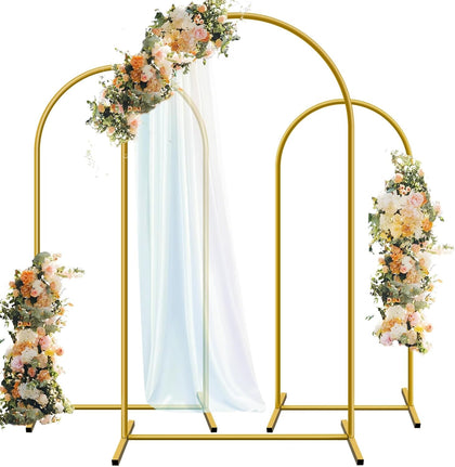 Metal Arch Backdrop Stand, Gold, Set of 3, 6FT, 5FT, 4FT