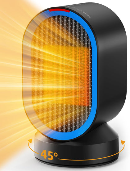Small Heater for Indoor Use, PTC Ceramic Electric Desktop Heater | Fast Heating, Quiet, ECO Mode, Portable Space
