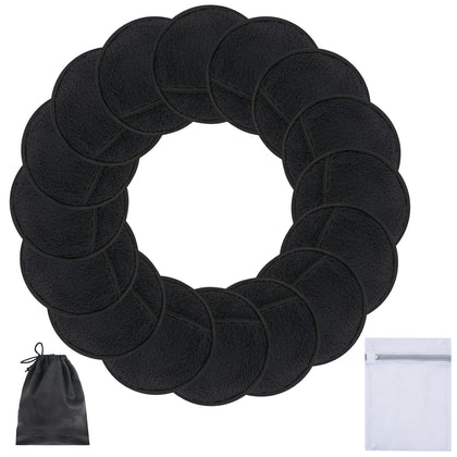 Reusable Makeup Remover Pads,Round 3.15inch,16 Pack,Black