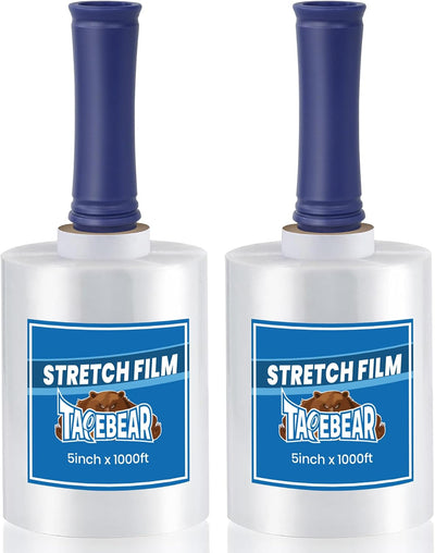 Mini Clear Stretch Wrap Film with Handle 80 Gauge 5" x 1000Ft