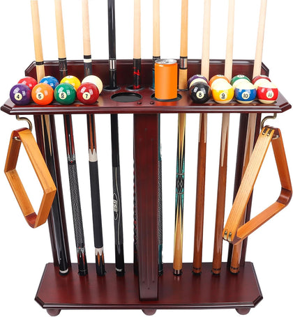 GSE Corner-Style Floor Stand Billiard Pool Cue Racks with Score Counters | Holds Pool Cue Sticks, Full Set of Balls