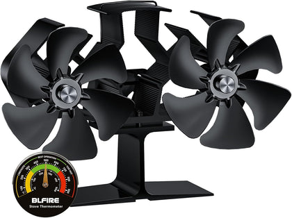 Wood Stove Fan Heat Powered Dual Motor | Non Electric Heat Activated Fan for Wood Burning Stove | Thermoelectric