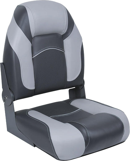 High Back Folding Boat Seats - 2 pack - Charcoal and Gray