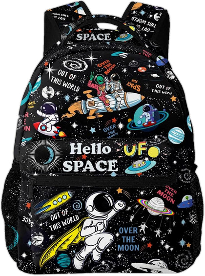 Space Astronaut Rocket School Backpack for Boys Kids Girls Adjustable Strap Waterproof 16 inch School BookBag Outdoor