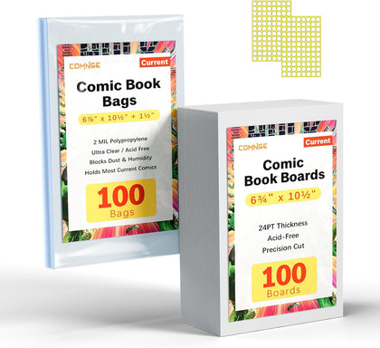 100ct Current Comic Bags and Boards - Reusable Modern Comic Sleeves | Protect Modern Comics from Scratches, Dust &