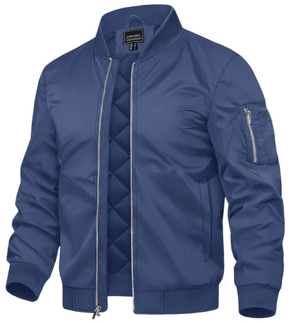 Men's Bomber Jackets Thermal Quilted Jacket Water Resistant Warm Winter Coats RoyalBlue XL