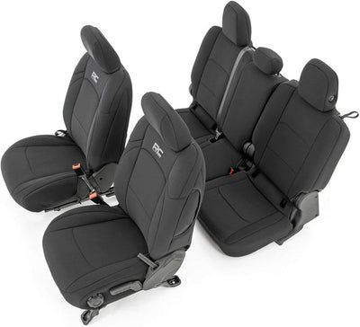 Rough Country Neoprene Seat Covers for Jeep Gladiator JT (2020-2025) w/Factory Cloth Seats & No Cup Holder - Waterproof, UV-Resistant, Foam-Padded Front & Rear Covers