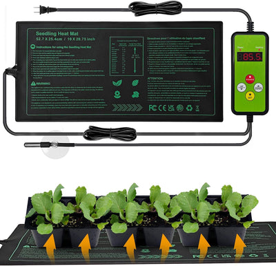 Seedling Heat Mat with Temperature Controller | Waterproof Heating Pads | Seed Germination Heating Mat 10 x 20.75 Inch