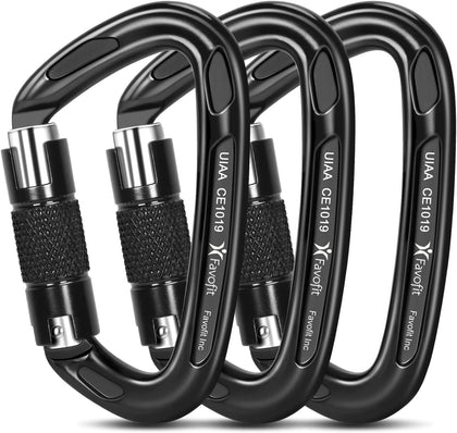25kN Heavy Duty Climbing Carabiner - UIAA Certified Large Auto Locking Clip | Ultra Lightweight 7075 Aluminum Gear