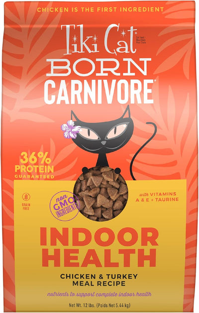 Tiki Cat Born Carnivore Dry Cat Food, Chicken & Turkey Meal, 12 lb Bag