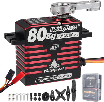 Direct Powered Waterproof High Torque RC Servo 1104oz-in 80kg Standard Servo Brushless Motor Metal Gears High Speed
