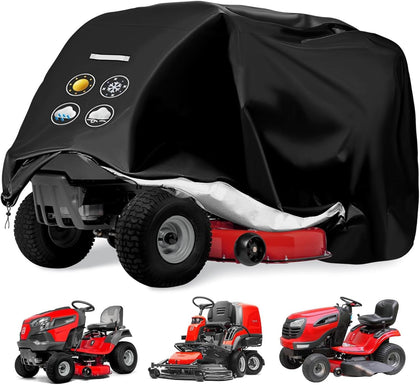 Outdoors Riding Lawn Mower Cover, 54'' Lawn Tractor Cover Heavy Duty | Waterproof,Tractor Decks up,Elastic Hem, PU