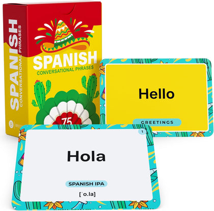 Spanish Conversational Phrases Flash Cards with Audio – 75 for Beginners | Back to School Spanish class resource with