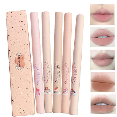 5 Colors Lip Liner Pen Set, 5pcs Nude Pink Lipstick Set, Longwear Waterproof Creamy Matte Finish Lip Pencil for