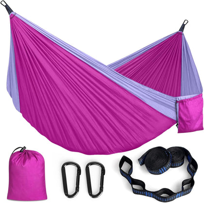Camping Hammock, Lightweight Parachute Hammock Up to 700lbs with 2 Tree Straps and Attached Carry Bag Portable