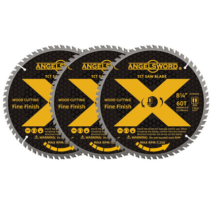 8-1/4 Inch Table Saw Blade/Circular Saw Blade for Fine Finish Wood Cutting, 60T, 3 Pack
