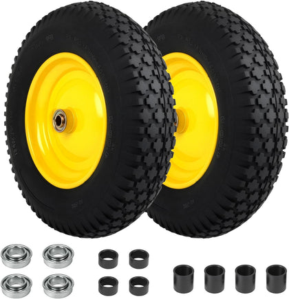 4.80/4.00-8 Pneumatic Tires, 16" Wheelbarrow Tire and Wheel 400LB Capacity, with 5/8" & 3/4" Bushing Kit