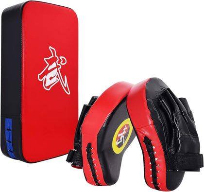 Taekwondo Kick Shield - Muay Thai MMA Karate Kickboxing Training Pads - Curved Leather Strike Shield